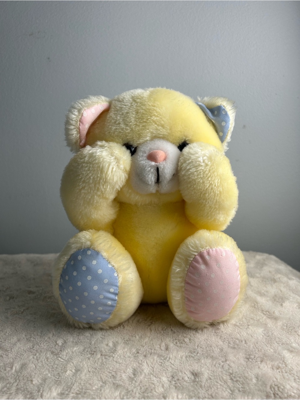 Gerber Products Morgan Inc Yellow Kitty Cat Plush Stuffed Animal Polka Dots